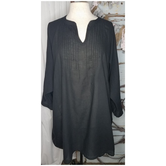 Siganka Tops - Siganka oversized boho black cotton tunic